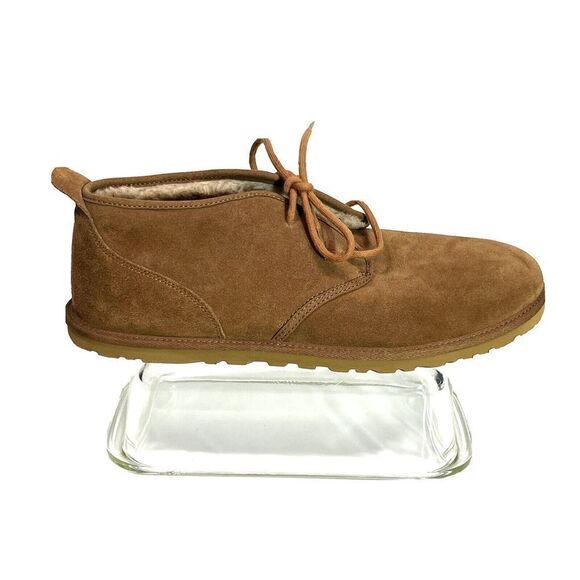 UGG Mens Tan Suede Boots Size 12 Ankle Chukka Maksim Shearling Tamarind NEW - Picture 16 of 17